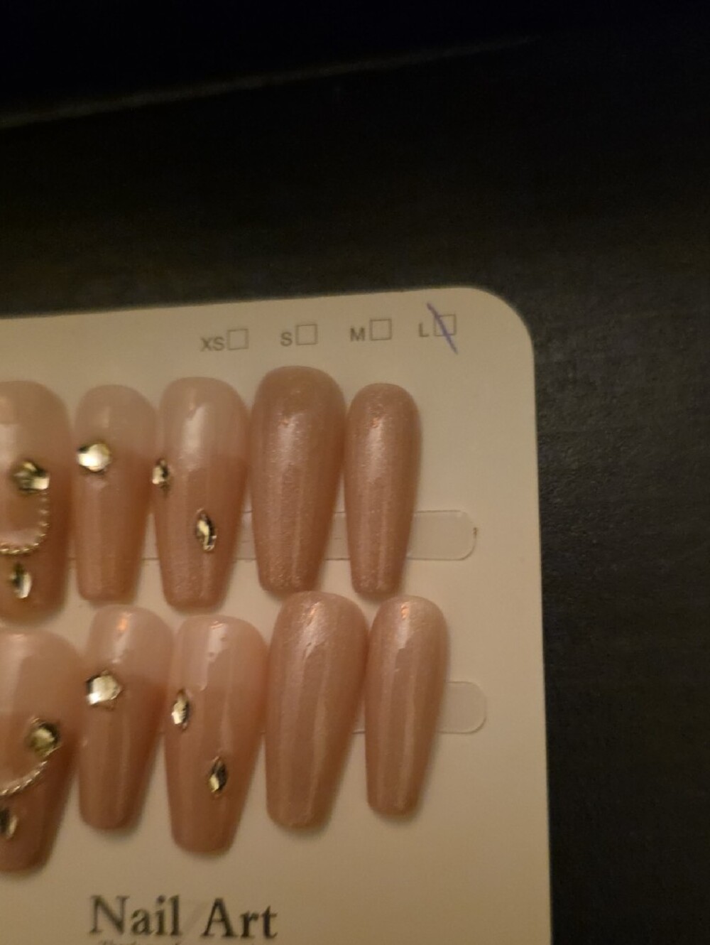 Neutral Nude Press-On Nails with Gold Accents - Large 1 Set - Picture 5 of 5